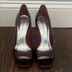 BCBG Dark Red Peep Toe Heels